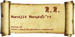 Mandjik Menyhért névjegykártya
